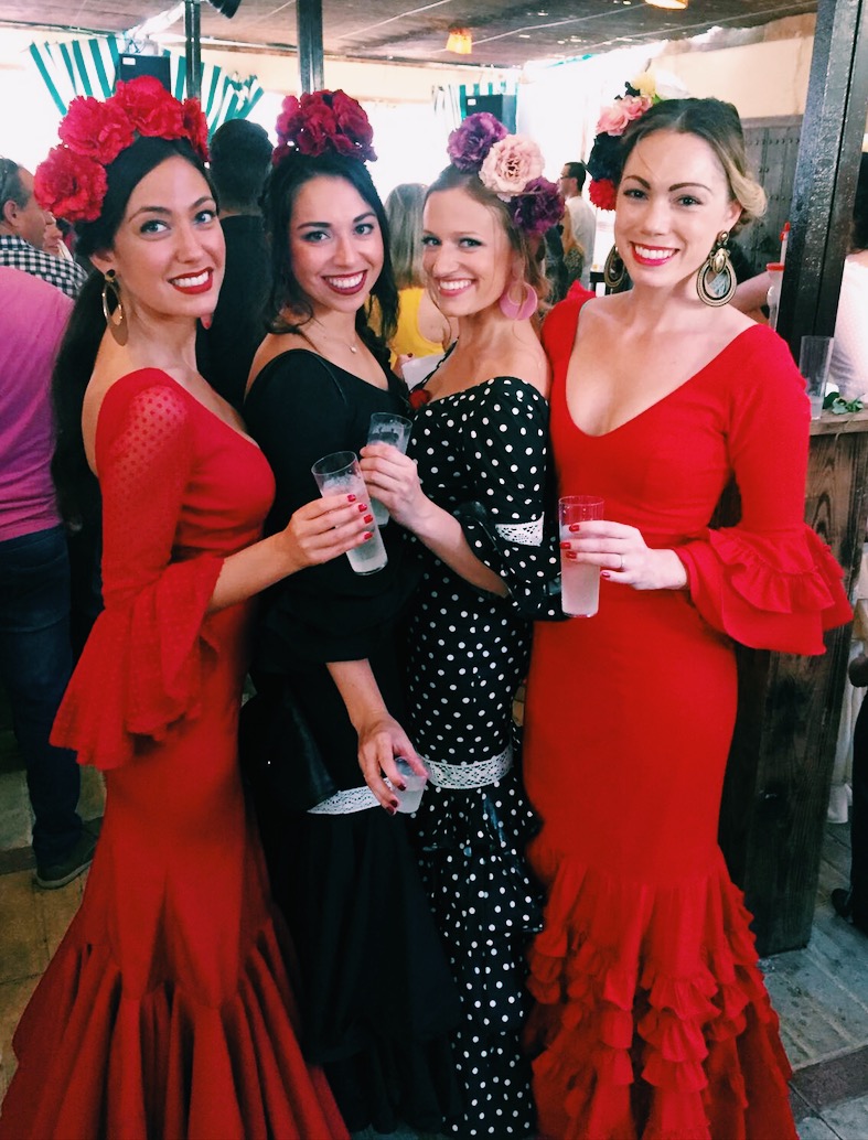 Dressed up with friends for the annual fair in Sanlúcar