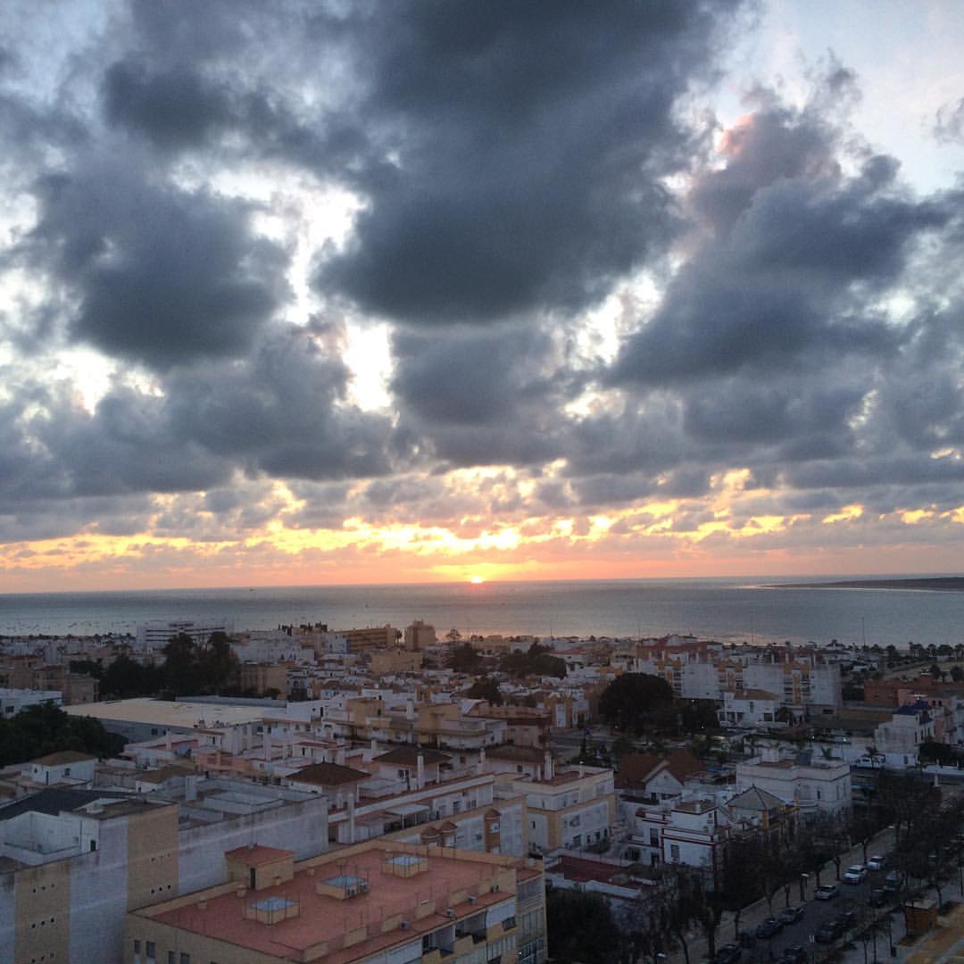 Watching the sunset from the roof of the hotel